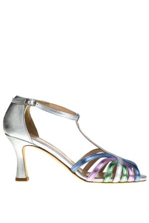 Julie Dee dames sandalen op hak zilver