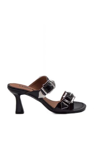 Carmens dames sandalen op hak zwart lak