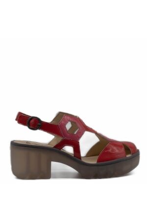 Fly London dames sandalen op hak rood lak