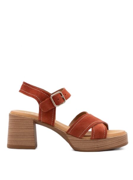 Btmr Dames sandalen op hak oranje