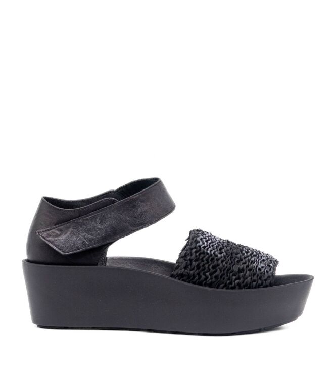 papucei  Dames Sandaal Plateauzool Zwart 