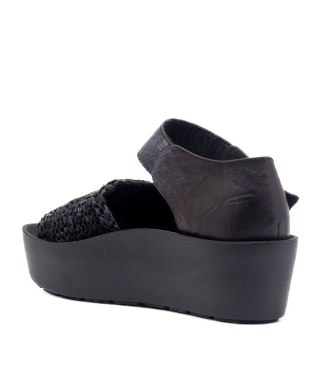 papucei  Dames Sandaal Plateauzool Zwart 