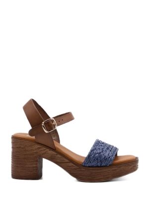 BTMR dames sandalen op hak blauw