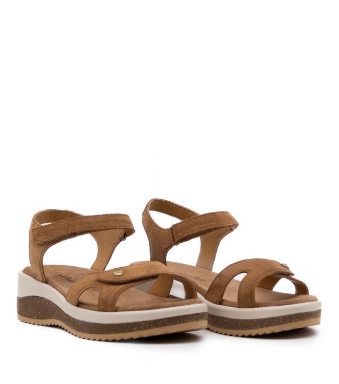 Panama Jack Panama Jack dames sandalen plateauzolen brui Velour Cuero Bark Panama Jack Dames Platform Sandalen in Bruin online kopen