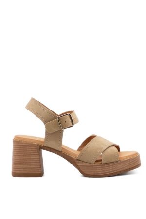 BTMR dames sandalen op hak naturel