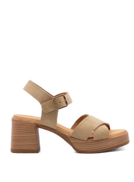 Btmr Dames sandalen op hak naturel
