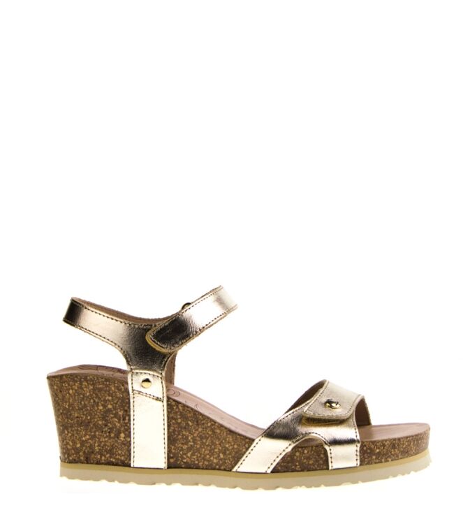 Panama Jack Dames sandalen op sleehak goud Napa Gold