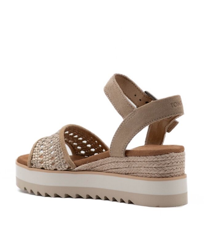 Toms Dames Sandalen Sleehak in Champagne Metallic Goud online kopen 