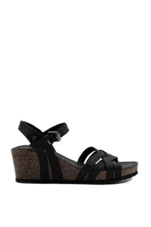 panama jack dames sandalen op sleehak zwart