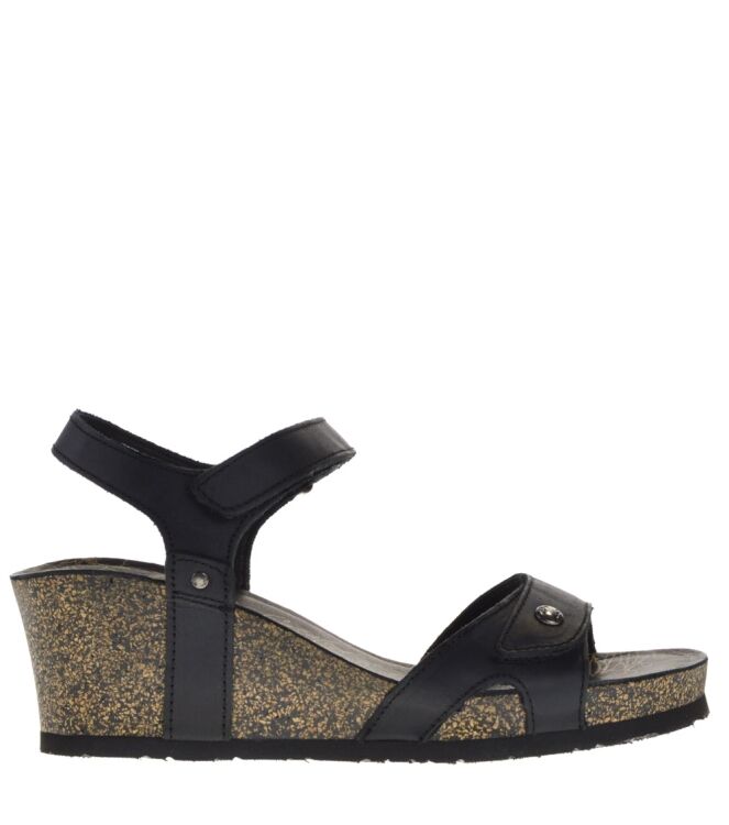 Panama Jack dames sandalen sleehak zwart 11 zwart leer Direct leverbaar uit de webshop van www