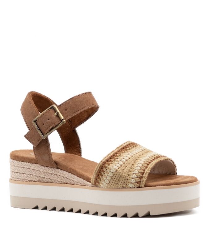 Toms Dames Sandalen Sleehak in Naturel online kopen 