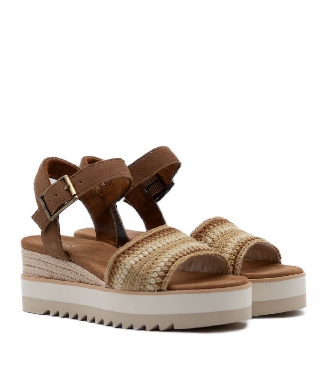 Toms Dames Sandalen Sleehak in Naturel online kopen 