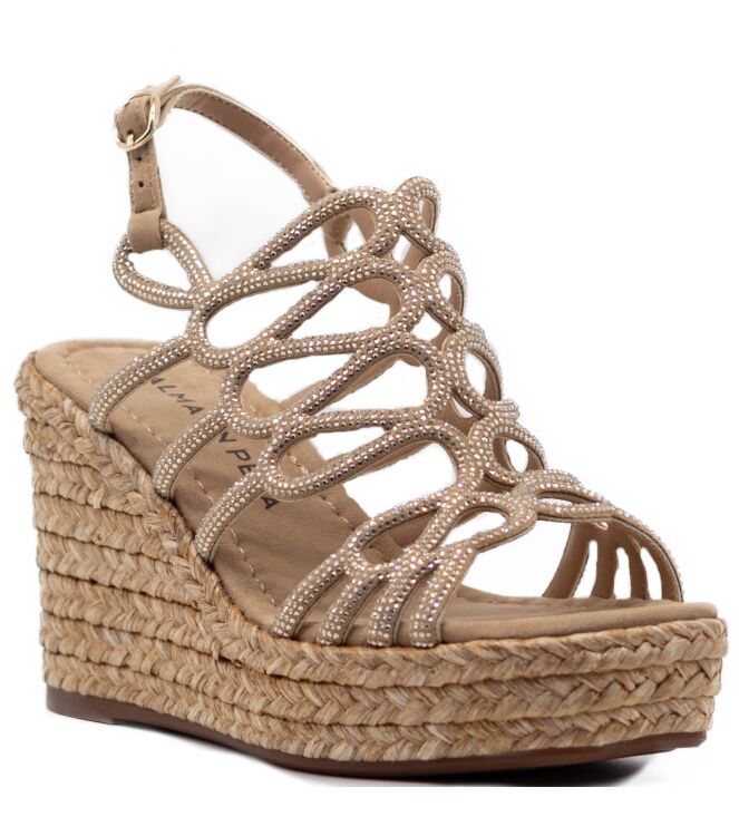 Alma en Pena Dames Sandalen Sleehak in Naturel online kopen 