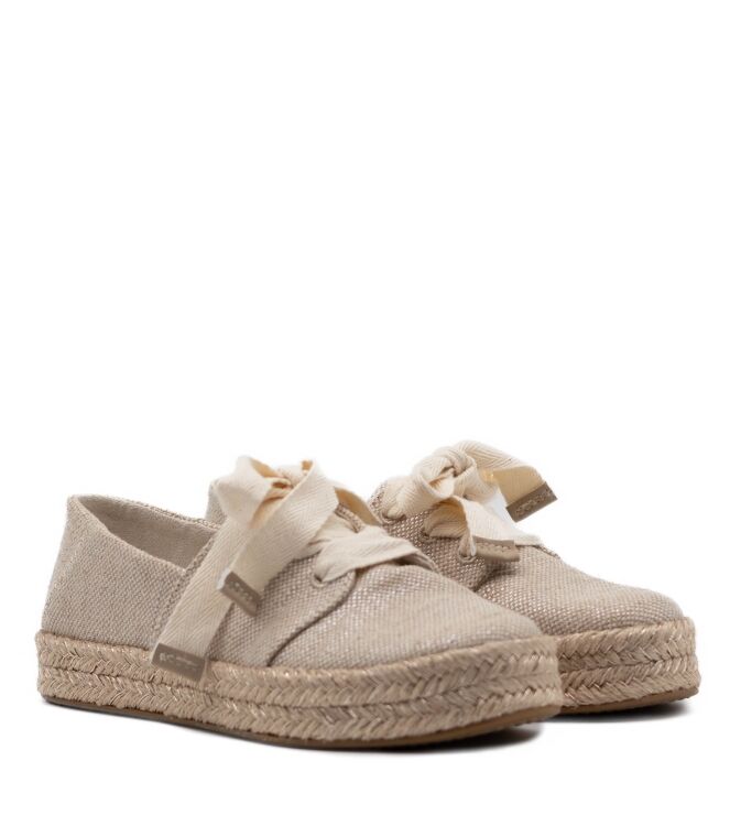 Toms Dames Lage Veterschoenen in Champagne Metallic Goud online kopen