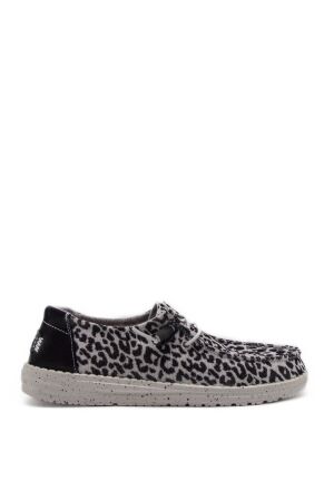 HeyDude dames veterschoenen zwart leopar