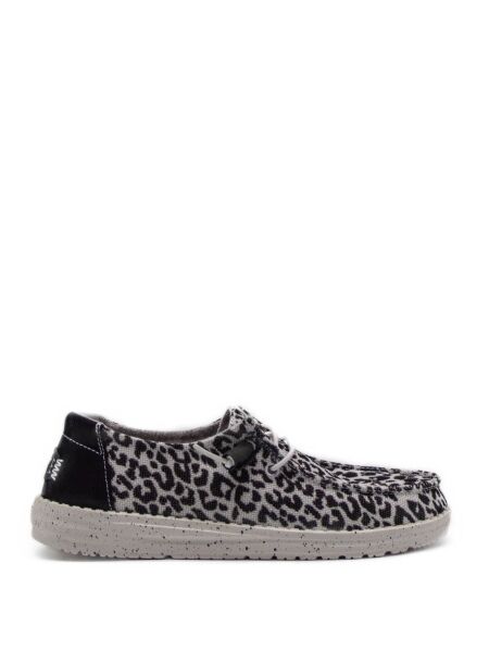 Heydude Dames veterschoenen zwart leopar