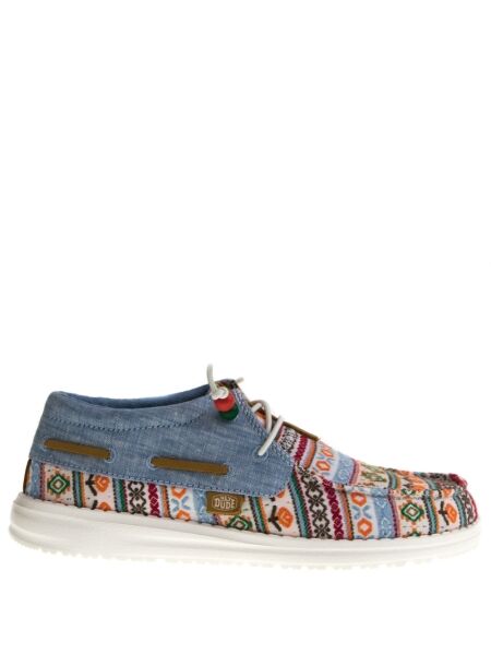 Heydude Dames veterschoenen blauw combi