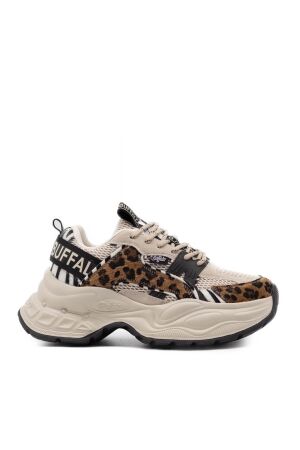 buffalo dames veterschoen plateau beige