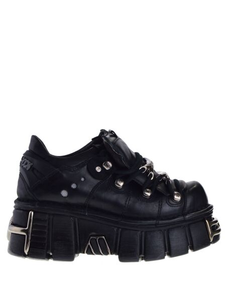 New rock Dames platform veterboots zwart