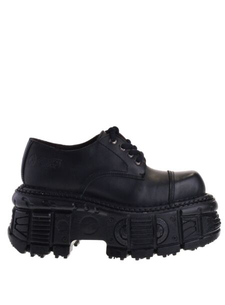New rock Dames platform veterboots zwart