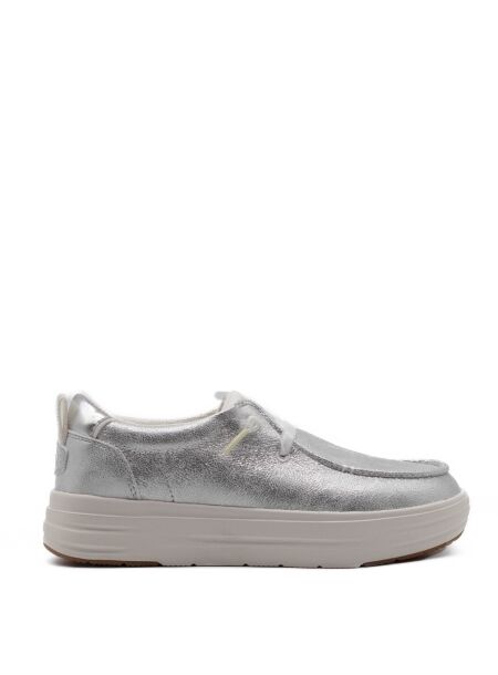 Heydude Dames veterschoen plateau zilver
