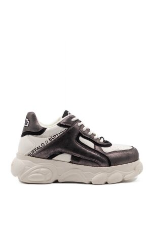 buffalo dames veterschoenen plat. zilver