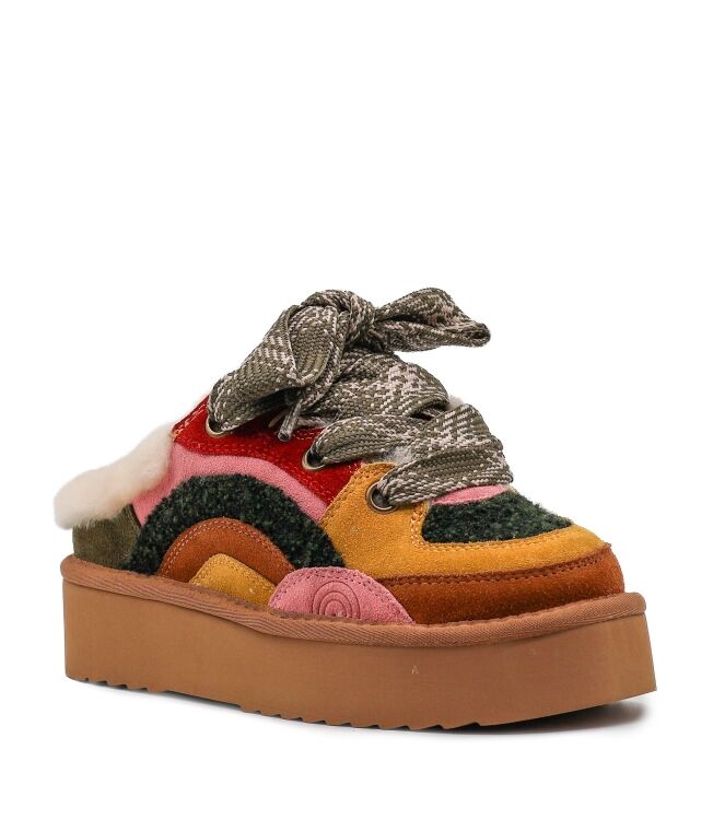 Miss Olivia Miss Olivia dames veterschoenen divers multi Suede Cuoio Yellow Miss Olivia Dames Platform Veterboots in Multi Combi online kopen