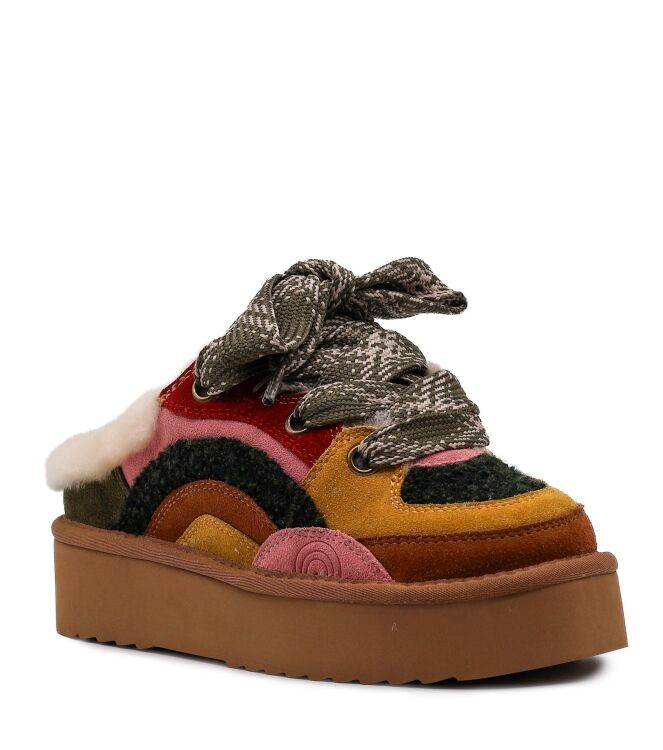 Miss Olivia Miss Olivia dames veterschoenen divers multi Suede Cuoio Yellow Miss Olivia Dames Platform Veterboots in Multi Combi online kopen