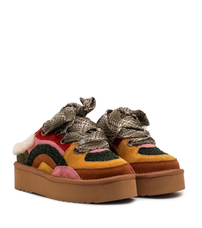 Miss Olivia Miss Olivia dames veterschoenen divers multi Suede Cuoio Yellow Miss Olivia Dames Platform Veterboots in Multi Combi online kopen