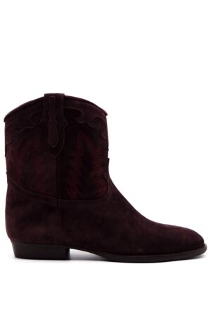 Julie Dee dames enkellaarsjes aubergine