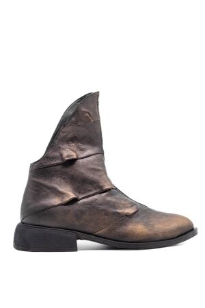 Papucei dames enkellaarsjes brons zwart