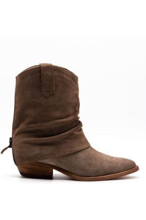 Julie Dee dames enkellaarsjes naturel sued