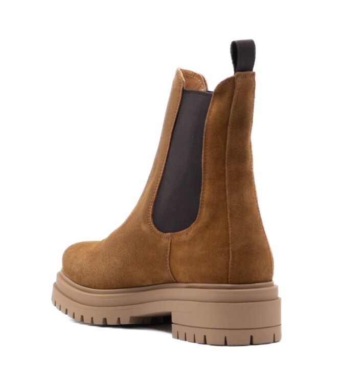 Belang Belang dames enkellaarsjes cognac suede Velour Tabac Belang Enkellaarzen in Naturel online kopen.