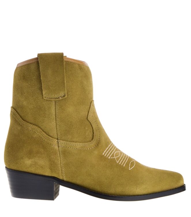 BTMR BTMR Western Ankle Boots Green for Women Serraje Kaki BTMR Western Ankle Boots Green for Women