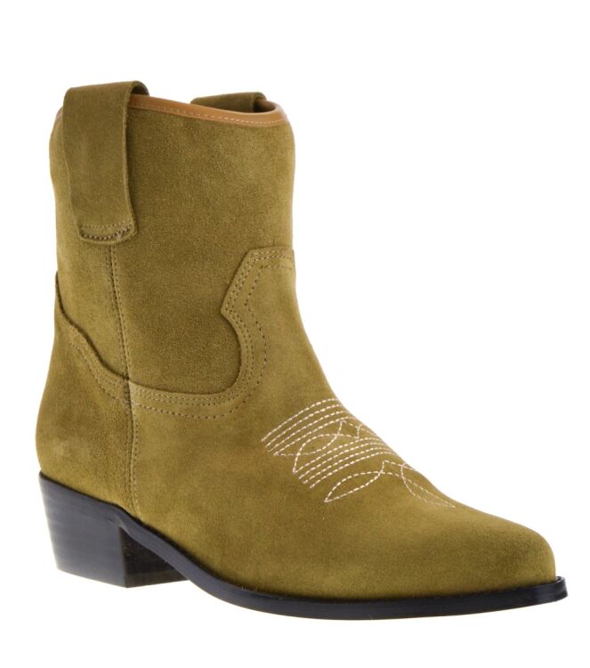 BTMR BTMR Western Ankle Boots Green for Women Serraje Kaki BTMR Western Ankle Boots Green for Women