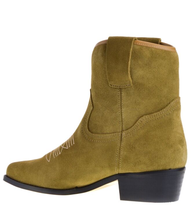 BTMR BTMR Western Ankle Boots Green for Women Serraje Kaki BTMR Western Ankle Boots Green for Women