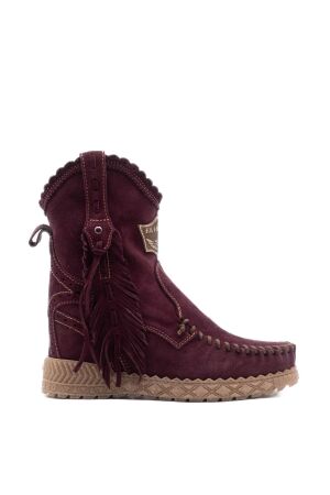 El Vaquero dames enkelboots sleehak paars