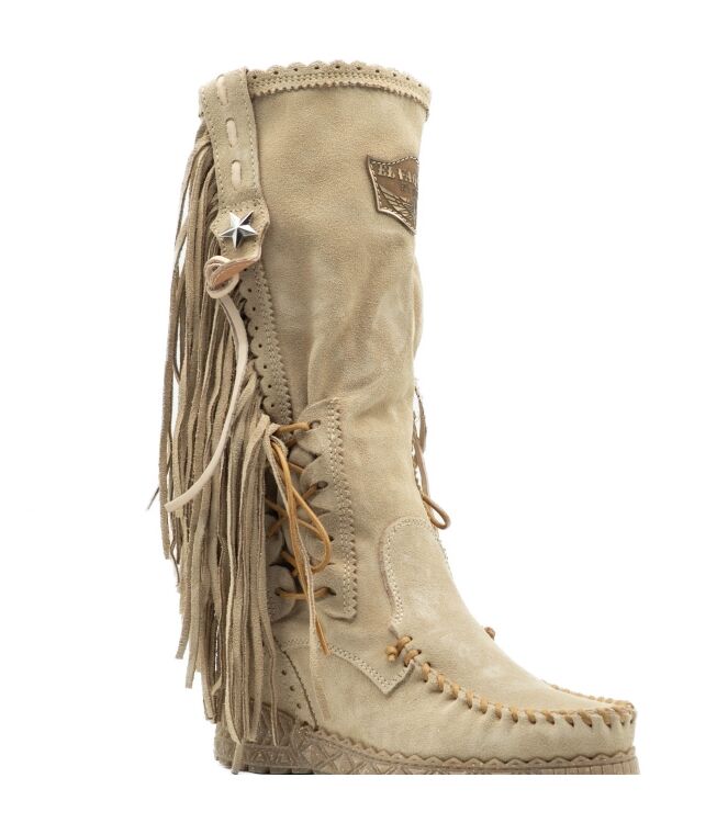 El Vaquero Dames Enkellaarzen met sleehak in Beige online kopen