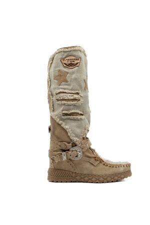 El Vaquero dames laars sleehak beige 