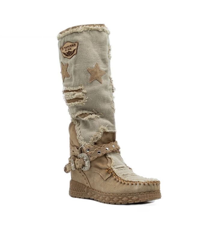 El Vaquero Dames Enkellaarzen met sleehak in Beige online kopen