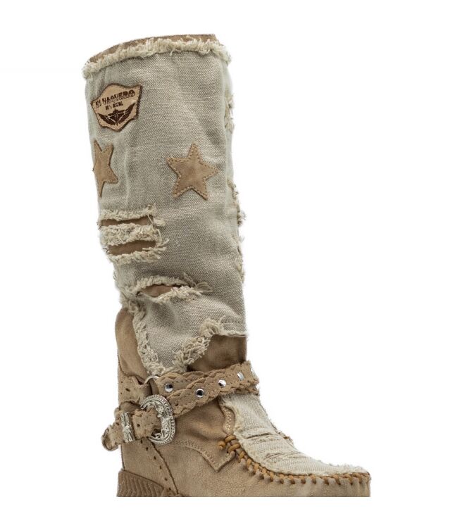 El Vaquero Dames Enkellaarzen met sleehak in Beige online kopen