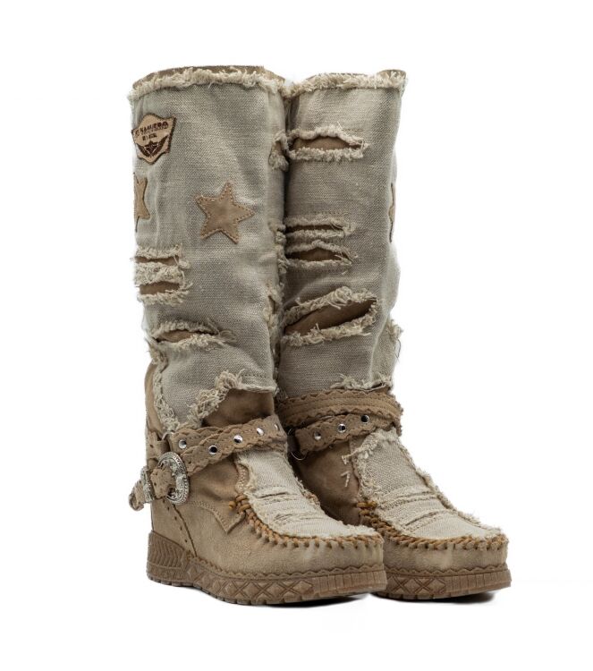 El Vaquero Dames Enkellaarzen met sleehak in Beige online kopen