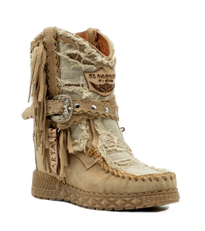 El Vaquero Dames Enkellaarzen met sleehak in Beige online kopen