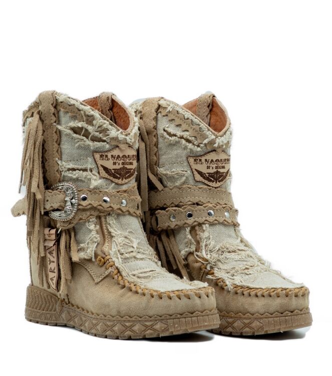 El Vaquero Dames Enkellaarzen met sleehak in Beige online kopen