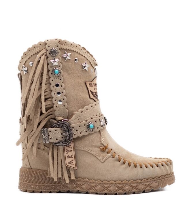 El Vaquero Dames Enkellaarzen met sleehak in Beige online kopen