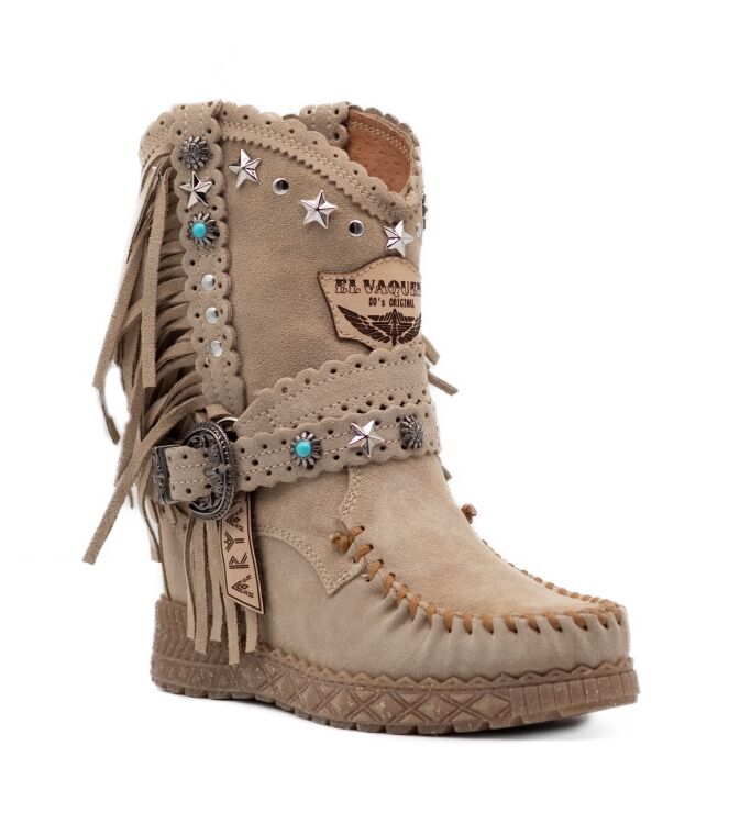 El Vaquero Dames Enkellaarzen met sleehak in Beige online kopen