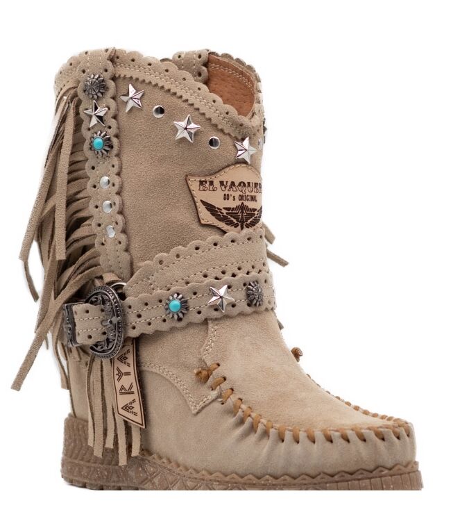 El Vaquero Dames Enkellaarzen met sleehak in Beige online kopen