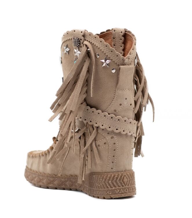 El Vaquero Dames Enkellaarzen met sleehak in Beige online kopen