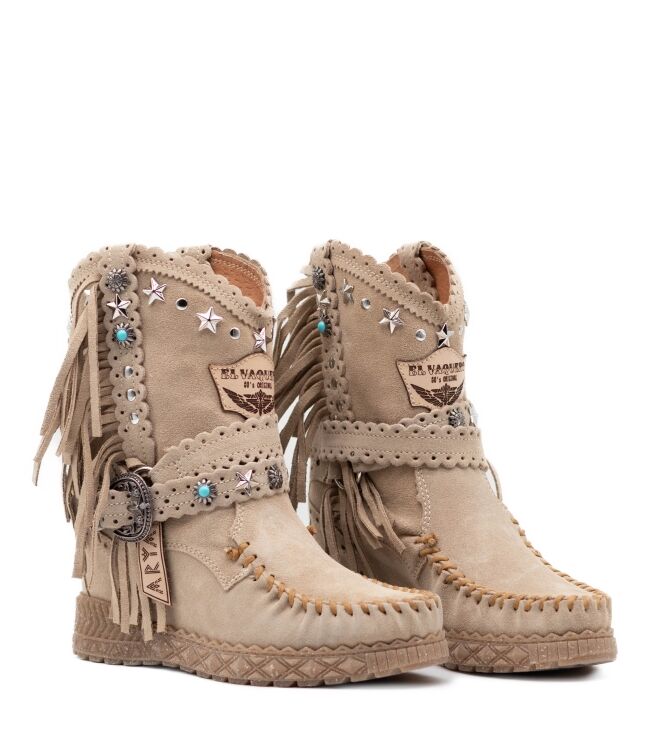 El Vaquero Dames Enkellaarzen met sleehak in Beige online kopen