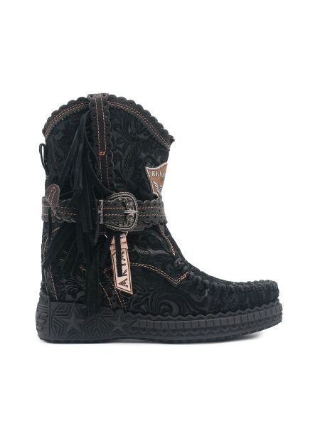 El vaquero Dames enkelboots sleehak zwart